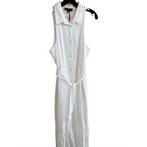 NEW TRICOT CHIC women's eyelet dress in white